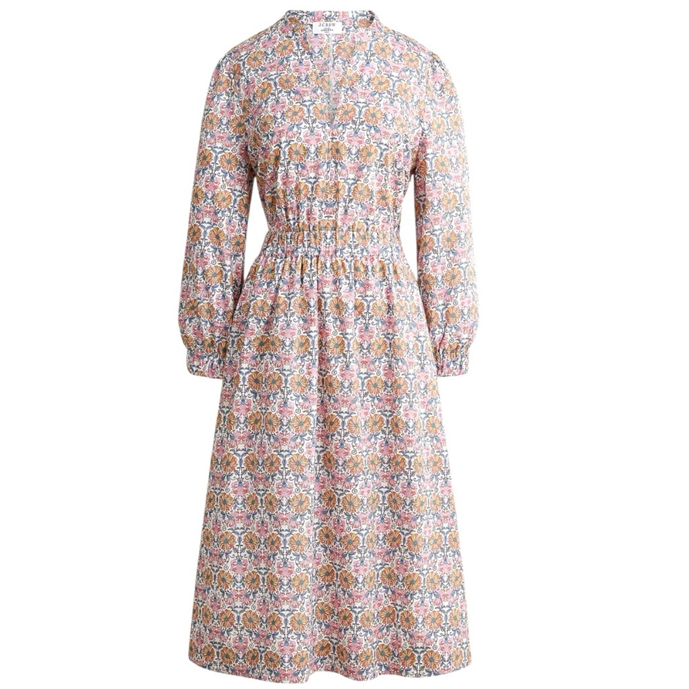 Like New J. Crew Liberty Fabric Midi Dress Honeysuckle Floral Small - Picture 2 of 13